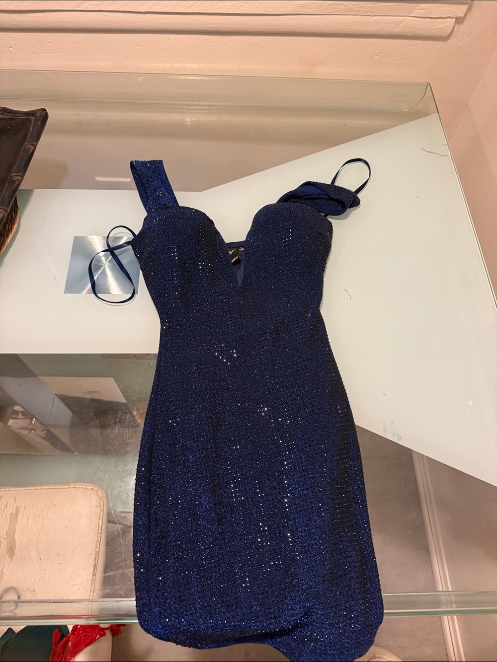 DEVON WINDSOR Navy Sparkle Mini Dress